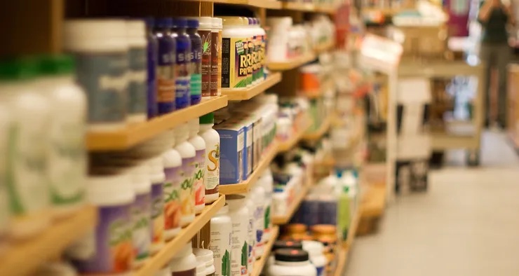 health products in a retail store